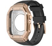 Luxury Metal Case For Apple Watch 9 8 7 45mm Modification Kit For IWatch Series 6 5 4 se 44mm TPU Strap Replacement Accessories