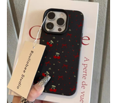 For iPhone 16 15 14 13 12 11 Pro Max Case Cherry Bow Lichee Pattern Silicone Phone Cover For iPhone XS Max 14 15 16 Plus Fundas