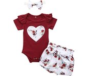 Summer Newborn Infant Baby Girl Clothes Set Cute Cotton Knitted Short Sleeve Tops Flower Pants Headband New Born Toddler Outfits