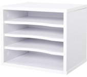 Vinsetto Organizador de Escritorio de Madera Blanca con 4 Capas de Suministros Soporte de Impresora dim. 35.5L x 25W x 28.6H cm