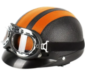 Motorcycle Helmet Men And Women Classic Leather Vintage Open Face Half Helmet Motor Scooter Electric Scooter Helmet Goggles New