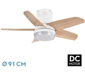 Ventilador de Techo FABRILAMP Neutron 24W 2400lm Blanco/haya 5aspas 91D 3000K-4500K-6000K