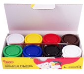 Set de Pintura JOVI Temperas Infantiles - 7 Botes de 35 ml en Colores Surtidos con Pincel y Bote para Mezclas. Gran poder cubriente, fácil aplicación y secado rápido. A base de ingredientes naturales, sin gluten y libre de los principales alérgenos.