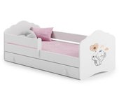 Cama de criança 140 x 70 com gaveta, colchão e estrado incluídos Kobi Wave Elephant