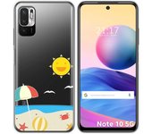 Tumundosmartphone Funda Gel Transparente para Xiaomi Redmi Note 10 5G / POCO M3 PRO 5G diseño Playa Dibujos