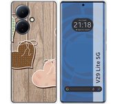 Funda Silicona para Vivo V29 Lite 5G diseño Corazones Madera Dibujos