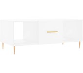 vidaXL Mesa de centro madera contrachapada 102x50x40 cm Blanco, Negro, Blanco brillante Mesita de Salón o Comedor o Auxiliar Mesa de Café Meuble Salón