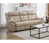 Vente-unique - Sofá 3 plazas relax eléctrico de microfibra beige ORTIANO