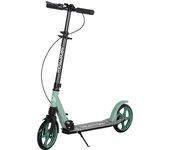 HOMCOM Patinete Plegable para Adultos y Niños de +14 Años Scooter Ligero con Manillar Ajustable Grandes Ruedas Ø200 mm Amortiguador y Freno Aluminio Carga 100 kg 91,5x36,5x91-104 cm Verde
