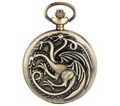 Three-headed Dragon Quartz pocket Watch Vintage Bronze Fire Monster necklace Vintage antique watch