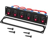 DaierTek 6 Gang Switch Panel 12V Rocker LED Switch Panel 3 Pin 12 VDC 20A SPST On-Off Switch for Marine Boat Car Jeep UTV Truck