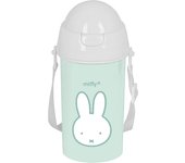 Botella Miffy Menta 500ml con Apertura Automática y Pajita - Marca Safta