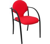 Piqueras Y Crespo Pack 2 Sillas Hellin Chasis Negro Bali Rojo Ergonómicas con Brazos Fijos