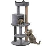 PawHut Árbol Rascador para Gatos de 104 cm Rascador para Gatos con Plataformas Refugio Postes de Sisal y Bola Colgante 48x48x104 cm Crema