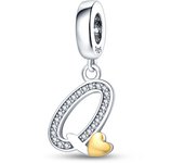 Fit Pandora 925 Original Bracelets 925 Silver Color 26 Gold Heart Zircon Letter Charms Beads DIY Creative Birthday Jewelry Gifts