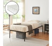 Cama de metal Vårdö con somier y colchón 90x200 cm - Negro [en.casa]