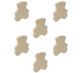 6 Un. TIRADOR Pomo Mueble BEBÉ OSO madera lacada beige claro arena 63X54mm