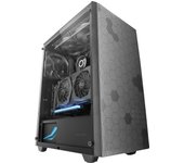 Mars Gaming MC-Q3, Caja Semitorre ATX, Ventana Lateral Completa Cristal Templado, Doble Rejilla Magnética Antipolvo Frontal + Superior, Ventilador 120mm FDB, Refrigeración Líquida 360mm, Caja PC Gaming Negra