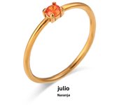 E.B.belle 12 Months Constellation CZ Birthstone Rings For Woman Gold Plated Stainless Steel Zodiac Birthday Gift Ring Jewelry