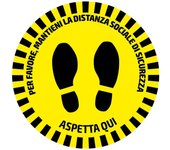 ETIQUETA ADESIVA REDONDA DE SINALIZAÇÃO PARA O CHÃO- DISTÂNCIA DE SEGURANÇA