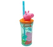 Botella vasos figura 3D con pajitas para niños y niñas 360ml licencias oficiales STOR Frozen,Mickey,Minnie,Stitch,Spiderman Bluey Pikachu Peppa pig