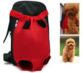 Mochila para Mascotas, Ajustable, Manos Libres, Piernas Abiertas y Mochila Frontal Transpirable para Mascotas, Rojo, S