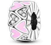 New In Silver Colored Zircon Series Clasp Charms Silicone Spacer Beads Safety Chain Fit Original Pandora Bracelet Jewelry Women