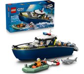 LEGO® City Persecución en Barco de Policía Set de Construcción de Juguetes, Lancha Motora Flotante y Bote Neumático del Ladrón, Idea de Regalo Para Héroes Mayores de 6 Años 60456
