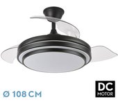 FABRILAMP Ventilador de Techo Negro DC IBE 72W 6117lm 6 Velocidades - Control Remoto y Memoria de Color