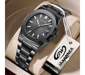 LIGE Brand BANGWEI Quartz Man Watch Fashion Men's Watches Fashion Stainless Auto Date Business Casual Sports Clocks Reloj hombre