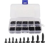 1000 piezas Mini tornillos para madera de cabeza redonda autorroscantes Phillips M1 M1.2 M1.4 M1.7 Surtido de tornillos para madera de cabeza cruzada Micro tornillos de alta precisión con caja de plástico - Negro
