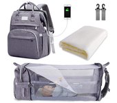 Bolsa de maternidad para cuna portátil gris