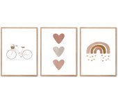 Set de 3 cuadros calidad premium con marco de madera - 30x40 cm o 50x70 cm - POSTER LAB
