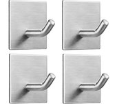 Ganchos Adhesivos Maple para Cocina, 4 Piezas Percha Baño Inoxidizable, Soporte de Cocina sin Taladro,Impermeable Colgador Toalla Trapos Baño Autoadhesivo, GanchoPercha