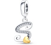 Fit Pandora 925 Original Bracelets 925 Silver Color 26 Gold Heart Zircon Letter Charms Beads DIY Creative Birthday Jewelry Gifts