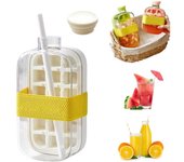 Cubitera 2 en 1 sin contacto, bandeja de silicona para cubitos de hielo con tapa y recipiente, fácil de liberar con prensa para café, jugo y bebidas (verde, 800 ml, 28 oz)
