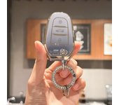 Key Fob Cover with Bling Lanyard Keyring for Peugeot 2008 3008 5008 308 508 for Opel Grandland X Mokka Corsa Insignia
