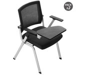 Cromad Sillas Confidente con Pala Abatible 2 Unidades - Acolchado Extra - Mesa Plegable - Negras