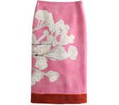 KAOPU ZA Women Elegant Red Skirts Side Zipper Back Slit Straight Skirts Women Linen Printed Blended Straight Skirt Half skirt