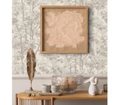 Muestra DIN A4 de Papel pintado vinílico lavable bosque de árboles y hojas en relieve textil - Sylvan Splendor 682870 de GAULAN