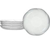 Platos llanos, juego de 4 platos llanos de vidrio de 23 cm, platos de postre transparentes con forma de pétalo, vajilla redonda de cristal sin plomo, platos para ensalada, platos de cocina (23 cm, blanco)