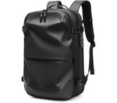 Mochila de viaje expandible con compresión al vacío, antirrobo, impermeable, para portátil de 17 pulgadas, color negro, elegante.