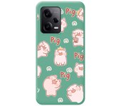 Funda Silicona Líquida Verde para Xiaomi Redmi Note 12 Pro 5G diseño Cerdos Dibujos