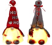 de Navida 2 Piezas, Muñeco sin Rostro con Patas Largas de Punto, Figuras de Duende Enano de Navidad , Adorno de Mesa navideño