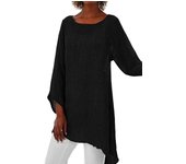 Cotton Linen Casual T-shirts Top Women Plus Size Elegant Shirts Tees 2023 Autumn Oversized Female Clothing Solid Pullover Y2K Cr