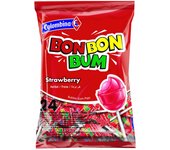Colombina Chupachups Bon Bon Bum Caramelo con Chicle y Palo Bolsa 24 Unidades Sabores Fresa Maracuyá Surtido Mango Sandía