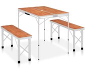 vidaXL Mesa de Camping Plegable con 2 Bancos Aluminio Senderismo Jardín Color Blanco,  Gris,  Marrón y mas