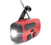 Radio De Mano Portátil Con Solar Y Mecanismo De Mano 2000mAh Multifuncional USB FM/AM/WB Radio De Clima Emergencia Linterna Power Bank