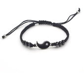 Tai Chi Yin Yang Couple Bracelets Alloy Pendant Adjustable Braid Chain Bracelet Necklace Matching Lover Bracelets Necklaces