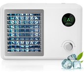 Mini aire acondicionado personal portátil 3 en 1 con 3 luces LED de colores y 3 velocidades ajustables para el hogar, la oficina y el baño